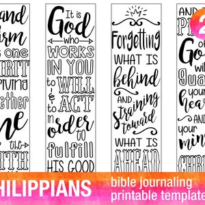 4 Bible Journaling Digital Download Printable Template Bible Verse Coloring Set PHILIPPIANS