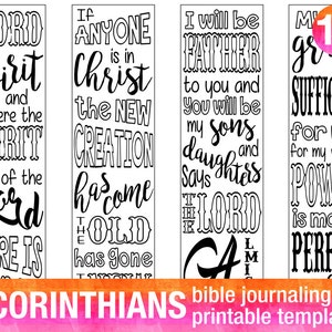 2 CORINTHIANS 4 Bible journaling printable templates, illustrated christian faith bookmarks, black and white bible verse prayer journal image 1