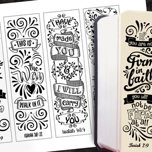 ISAIAH 4 Bible journaling printable templates, illustrated christian faith bookmarks, black and white bible verse prayer journal image 2