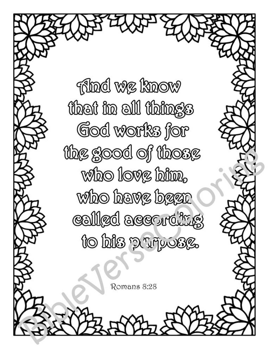 5 Bible Verse Coloring Pages Set Inspirational Quotes DIY | Etsy