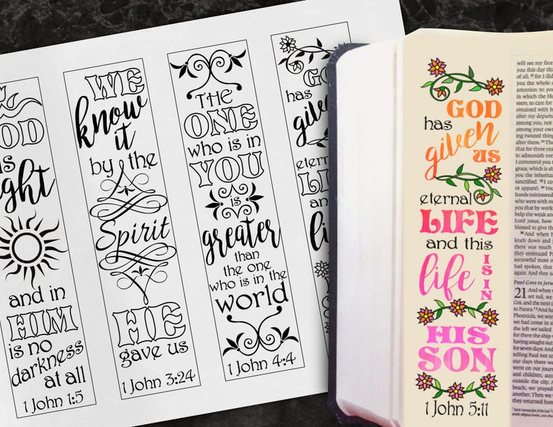 4 Bible Journaling Printable Illustrated Faith Bible Journaling Template Bible Journaling Stencils Bible Verse Coloring Set 1 JOHN image 5