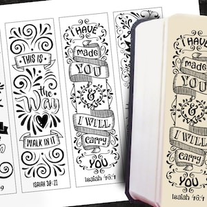 ISAIAH 4 Bible journaling printable templates, illustrated christian faith bookmarks, black and white bible verse prayer journal image 4