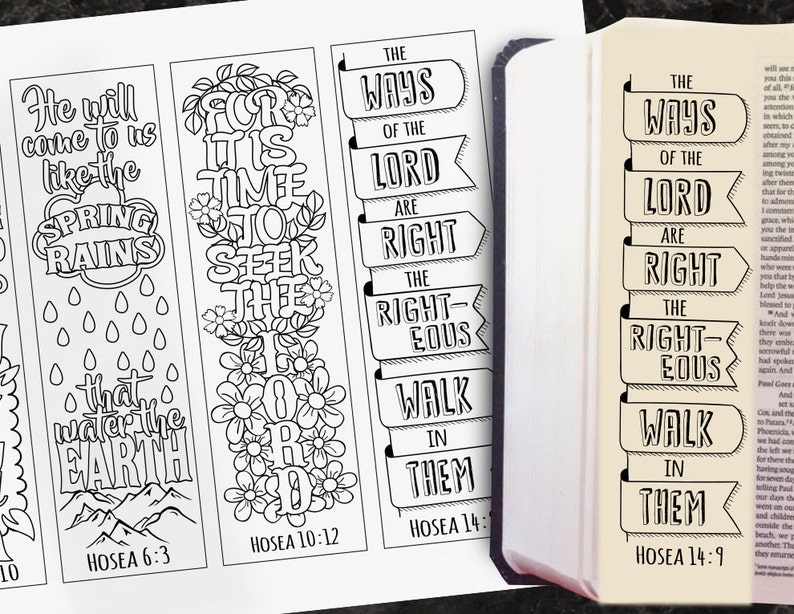 HOSEA 4 Bible journaling printable templates, illustrated christian faith bookmarks, black and white bible verse prayer journal image 5