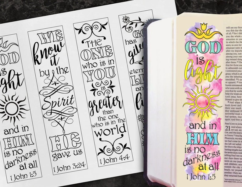 4 Bible Journaling Printable Illustrated Faith Bible Journaling Template Bible Journaling Stencils Bible Verse Coloring Set 1 JOHN image 2