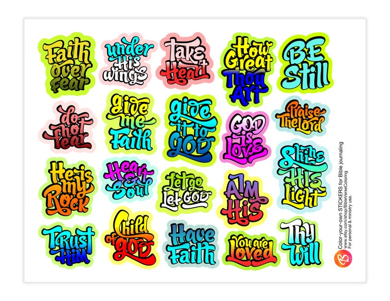 20 printable faith stickers for Bible journaling &amp; Planners | Etsy