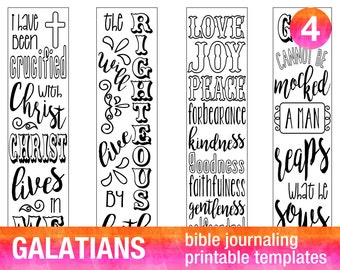 4 Bible journaling prayer journal printable templates illustrated christian faith bookmarks bible verse GALATIANS