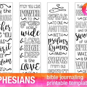 4 Bible journaling stencils printable templates illustrated christian faith bookmarks bible verse prayer journal art EPHESIANS image 1