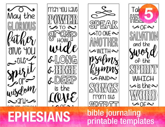 4 Bible Journaling Stencils Printable Templates Illustrated Christian Faith  Bookmarks Bible Verse Prayer Journal Art EPHESIANS 