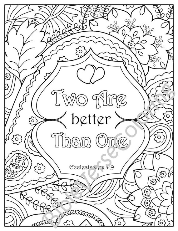 5 Bible Verse Coloring Pages Set Inspirational Quotes DIY | Etsy