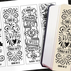 ISAIAH 4 Bible journaling printable templates, illustrated christian faith bookmarks, black and white bible verse prayer journal image 3