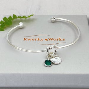 Personalised Silver Knot Bracelet with Initial and Birthstone Crystal: Meaningful Jewellery Gift for Women