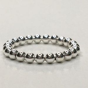 925 Silver Beaded Stacking Ring, Sterling Silver Bead Ring, Dainty Silver Ring, Silver Ring Friendship Ring in Gift Box
