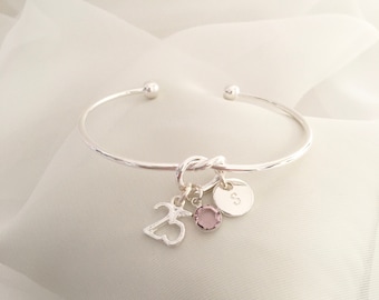 25th Birthday Bracelet gift for women, Personalised silver bracelet, June birthday gift for her, Light Amethyst crystal birthday gift