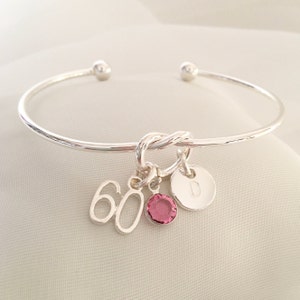 Personalised silver bracelet, 60th Birthday gift for her, October Birthday gift for her, Rose crystal bracelet, Womens' Birthstone Bracelet