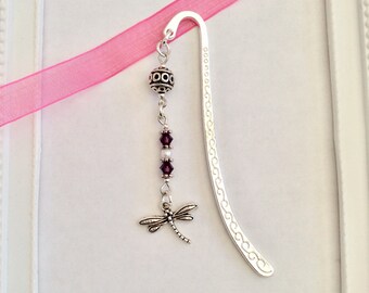 Dragonfly Bookmark with Personalised Birthstone Crystal