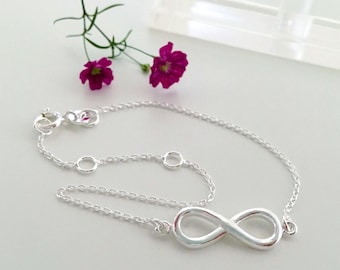Dainty Sterling Silver Infinity Bracelet: Elegant Friendship Gift