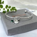 Personalised Silver Knot Bracelet with Initial and Birthstone Crystal: Meaningful Jewellery Gift for Women