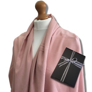 Soft Pink Pashmina Shawl, Personalised Pashmina Scarf in Gift Box, Pashmina Wrap UK, Bridesmaid Shawl Accessory, Beige or Light Grey Wrap