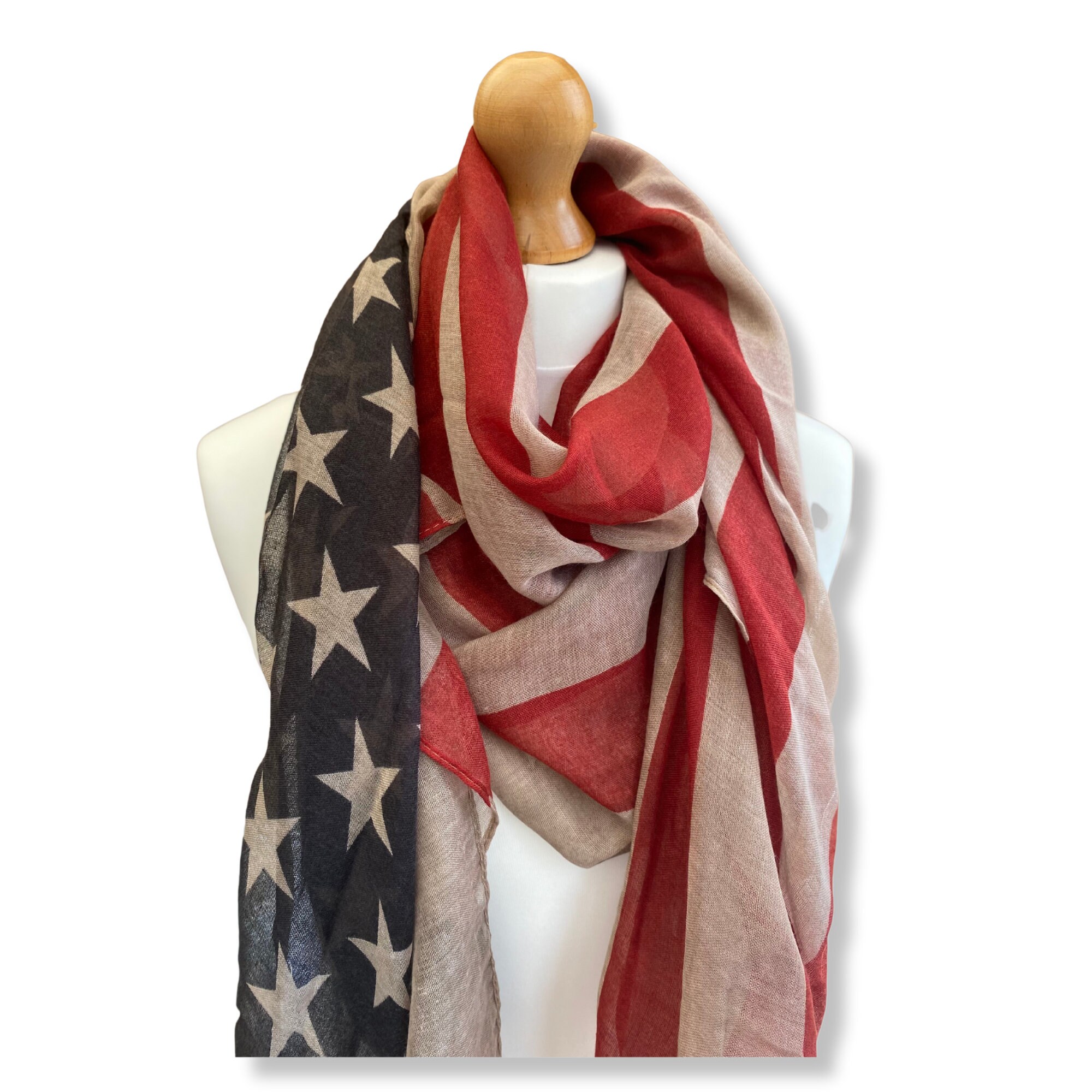 Antique Look USA Flag Scarf: 4th July Patriotic Viscose Scarf - Etsy