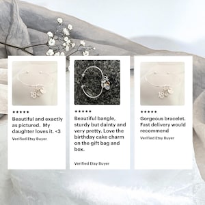 pictures of 3 reviews that previous customers have left on Etsy, to say how much they loved this bracelet