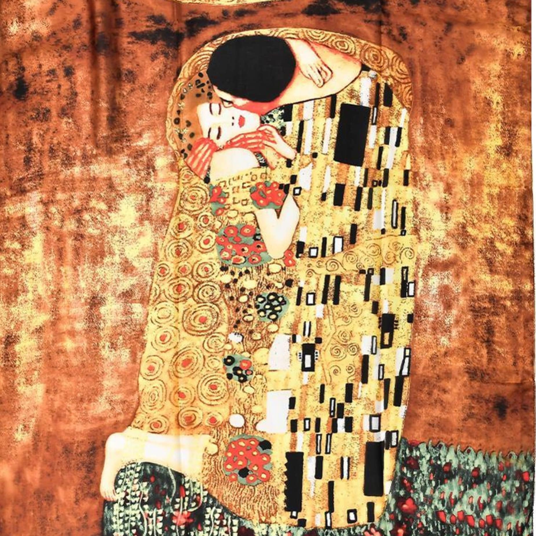 クリムト作「接吻」の絵画スカーフ（ギフトボックス入り）、接吻