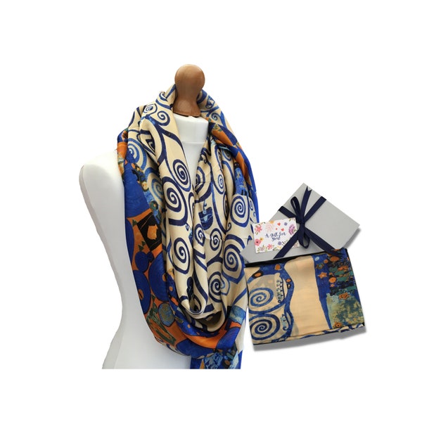 Silk Art Scarf (Vitta Serica Artis)(Rind#10 Tree Link Blue Logo) RJSTH@Fabric#10 RJSTHW2026 RJS main image 0