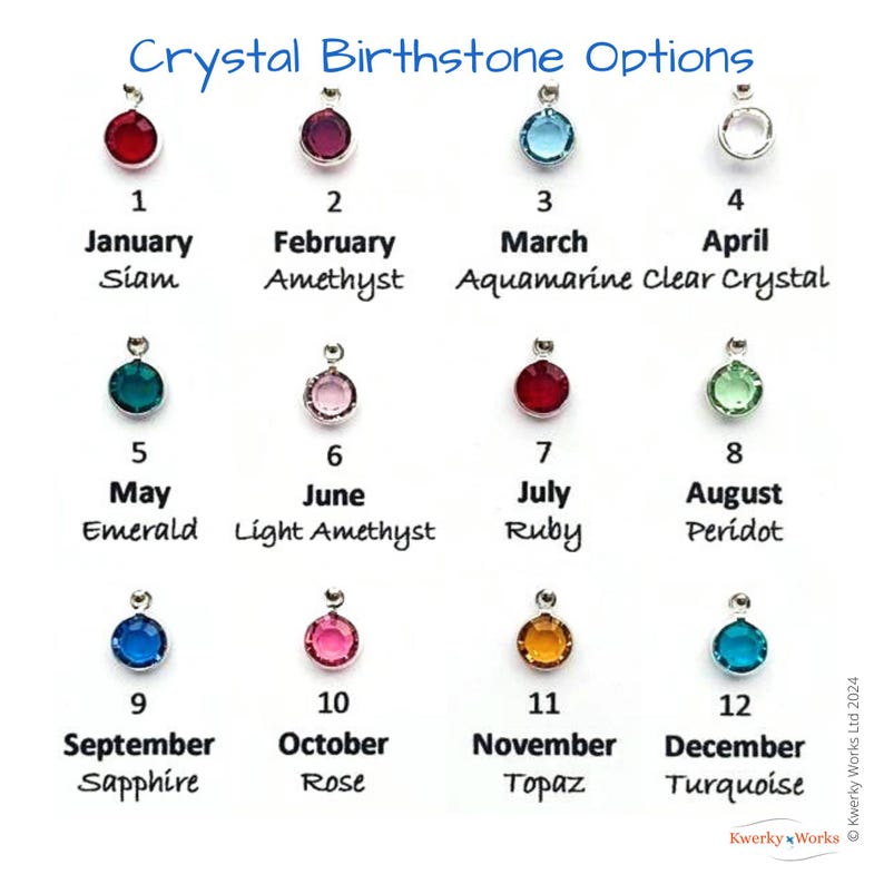 Personalise your birthstone knot bracelet by selecting one of the birthstone crystal charms. There are 12 colours of crystal to choose from, each corresponding to the month of birth.