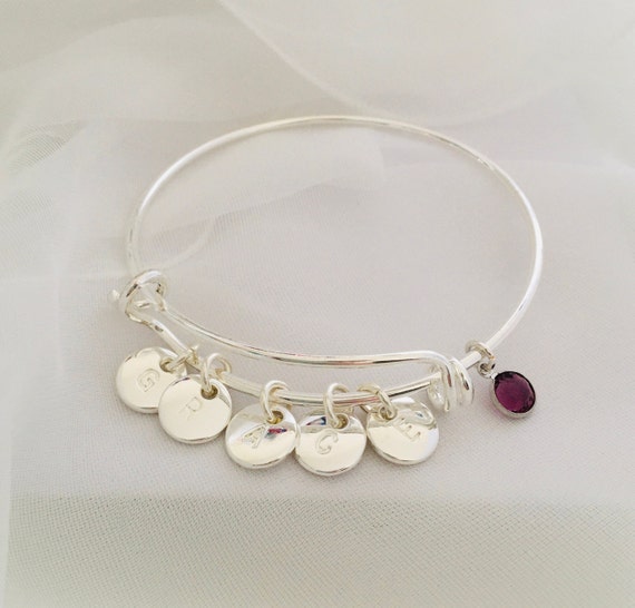 Personalised Silver Plated Bangle, February Birthstone Gift