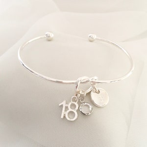 18th Birthday gift for her, April birthstone crystal bracelet, Personalised silver bracelet, April birthday gift