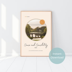 Sense and Sensibility, Wall Art, Jane Austen, Printable Wall Art, Fall Decor, Printable Poster, Digital Download, Digital Print, Wall Decor