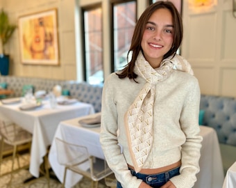 Peace Silk Square Scarf – Hand Block Printed Ivory Blackbuck Print, Ethical & Sustainable
