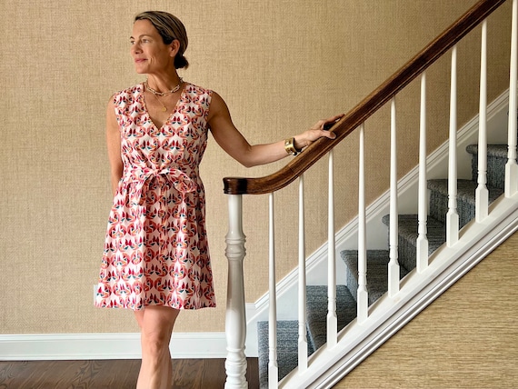 Organic Cotton Sleeveless Mini Dress, Multi-Colored Confetti Shell Hand Block Print