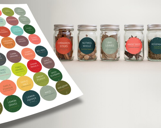 Big Set of Round Spice Jars Labels 80 Pcs Etsy UK
