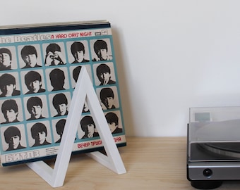 White Wood Vinyl Record Storage Stand