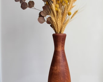Jarrón de madera de aliso para flores secas, decoración rústica para el hogar.
