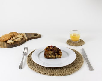 Handmade Jute Round Placemat / Round Jute Serving Mat / Ecofriendly Handmade under dishes mat napkins /  Jute Round Serving Mats for Table