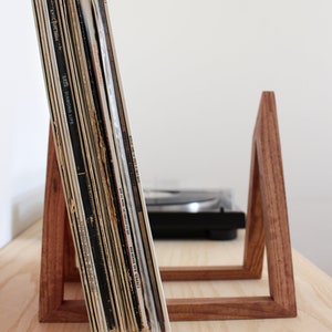 Dark Wooden Vinyl Record Holder Stand