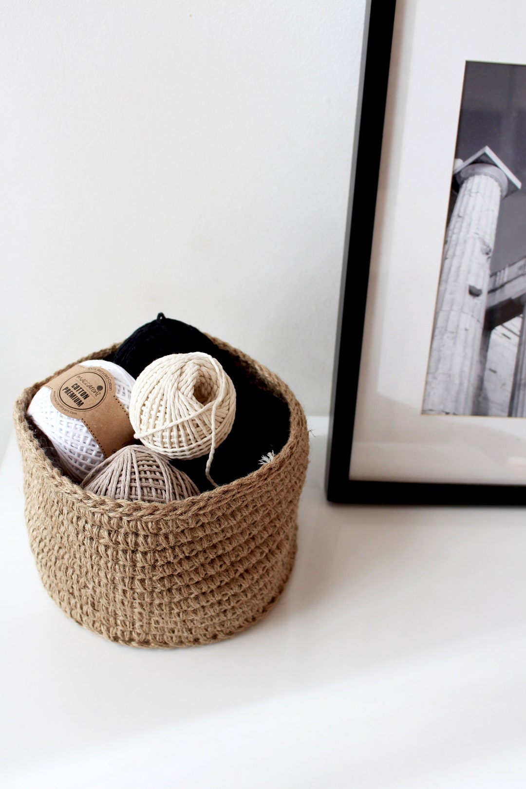 Eco Jute Basket / Bathroom Storage / Jute Crocheted Baskets / Plant ...