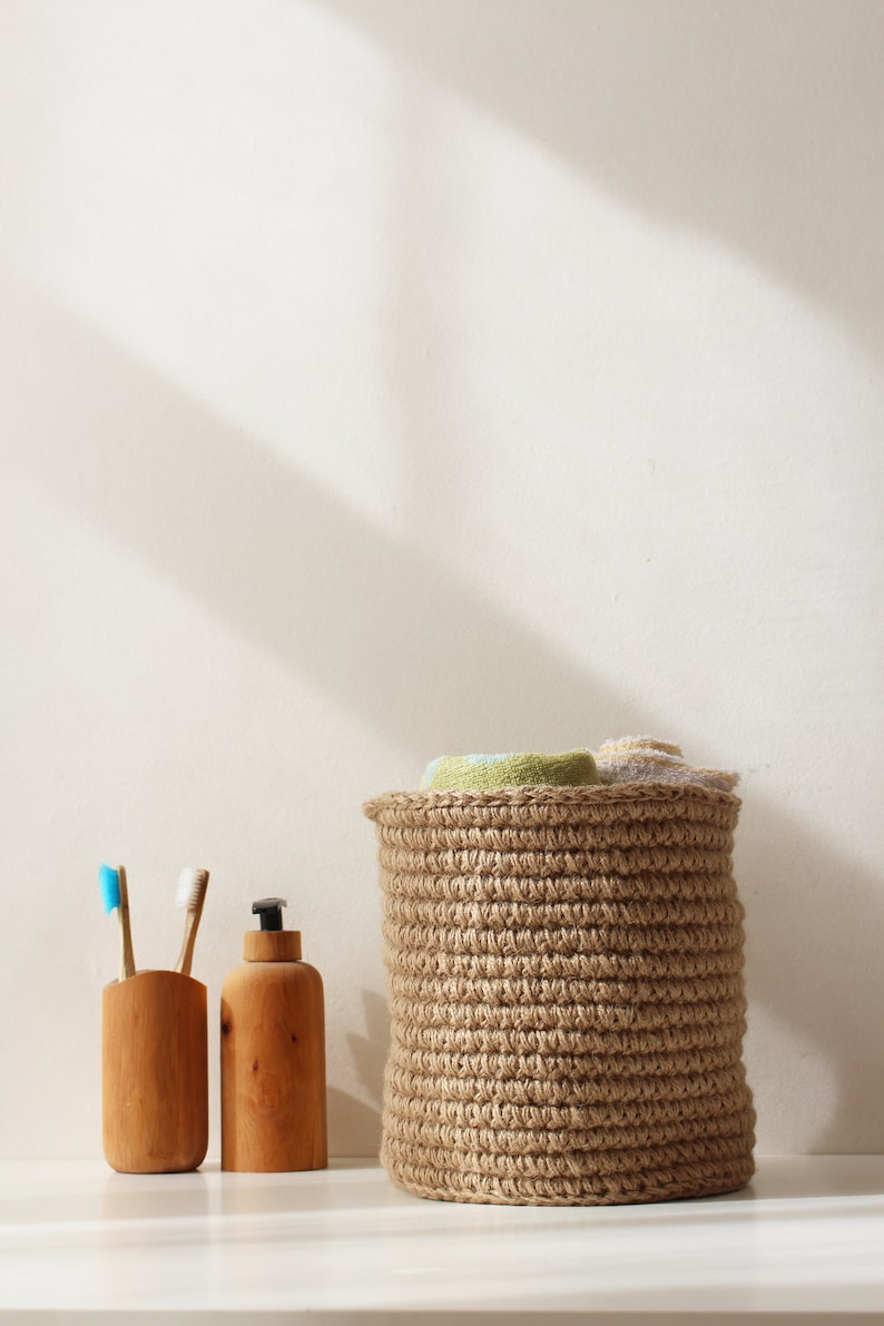 Jute Bathroom Storage / Eco Jute Basket / Home Storage / Jute Etsy