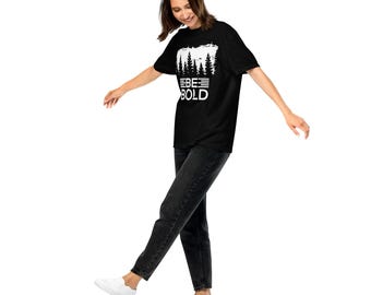 BĄDŹ ODWAŻNY Unisex koszulka z grubej tkaniny barwionej