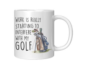 EU / UK Stock Golf Mug, Novelty Joke Golfer Mug, Golf Interfering, Funny Golf Mug, Golfer Mug, Two Toned Mug, Golf Interfering
