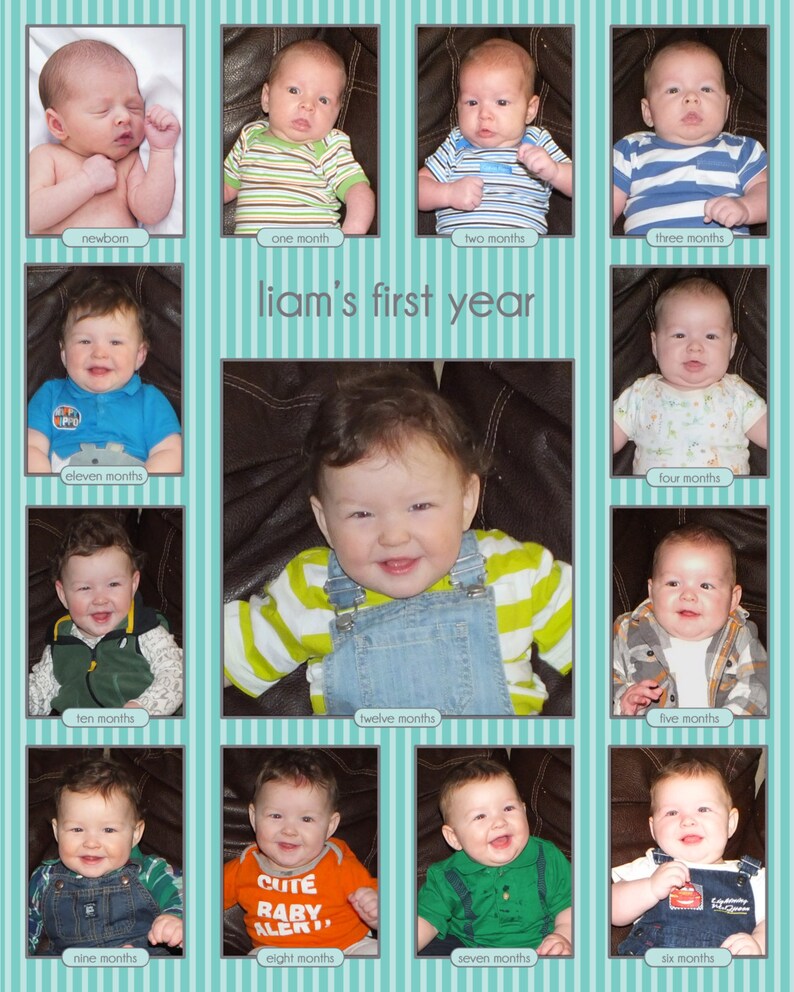 Baby's First Year at a Glance Photo Collage Custom Etsy