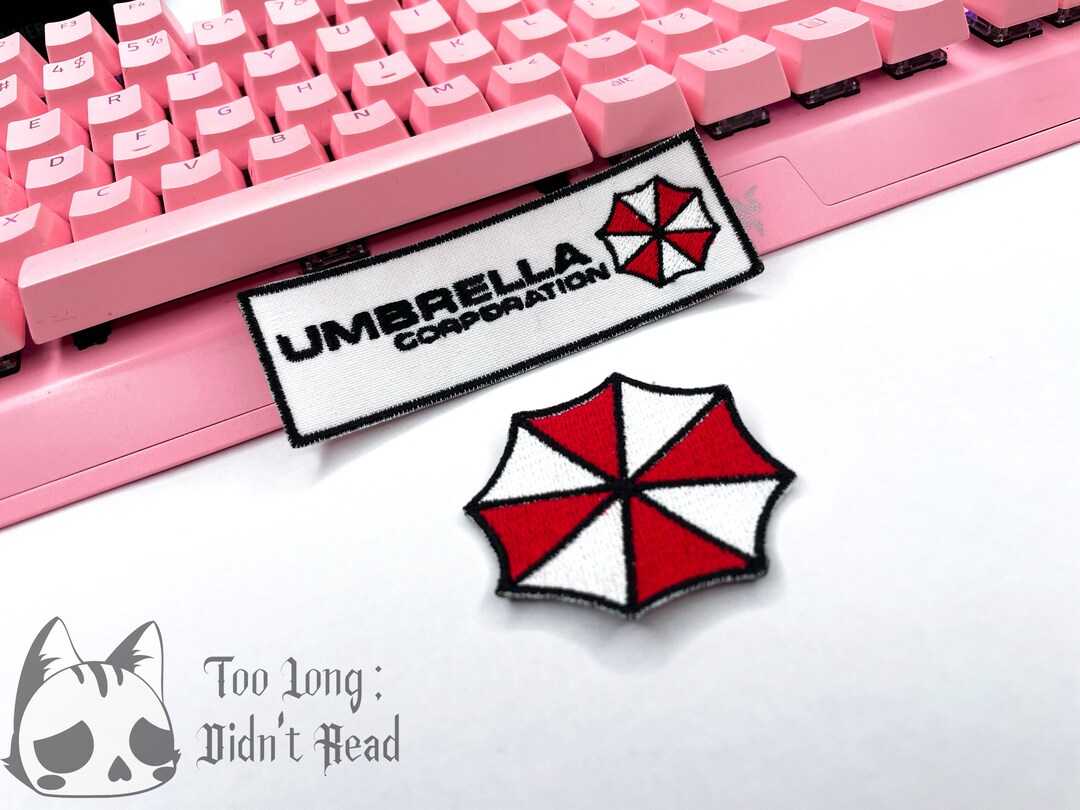 Umbrella Corporation Patches 8 Stück Set Kostümzubehör Resident Evil Umbrella Corporation Kostüm-Set – 8er Pack Mit Patches, Komplett Resident Evil Kostüm Patches Set 8 Stück Umbrella Logo