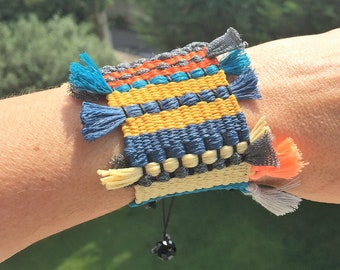 Boho bracelet, Colourful bracelet, Woven bracelet