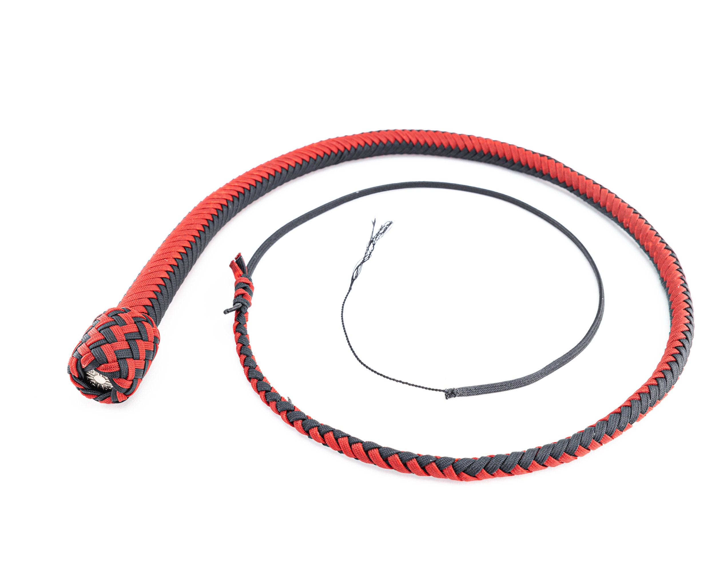 4-Foot Nylon Paracord Snake Whip – Hand Plaited With Kangaroo Leather Bellies, Fully Flexible