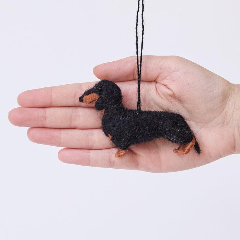 Dachshund Ornament, Handmade Felt Dog Keepsake, Cute Wiener Dog Gift For Pet Lovers image 6