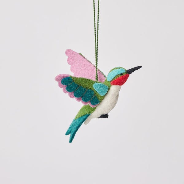 Migrator Hummingbird Ornament, Hand Felted Bird Ornament, Handmade Spring Charm