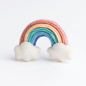 Pastel Over the Rainbow, Hand Felted Multicolored Pastel Arc Ornament, Handmade Nursery Mobile