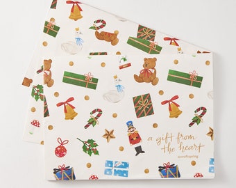 Gifts From Santa Wrapping Sheets - Set of 3, Festive Stationery, Holiday Gift Wrap Paper