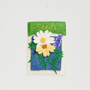 Seeds of Love Seed Packet Ornament, Hand Felted Gardening Charm, Handmade Botanical Decor image 2